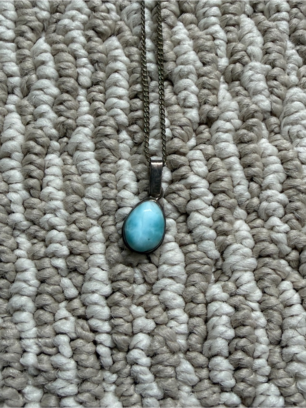 Sterling Silver Larimar Teardrop Pendant Necklace - Blue